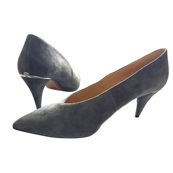 Michael Michael Kors Lizzy Gray Suede Pointed-Toe Mid Heel Pumps Size 9.5 - Picture 1 of 10
